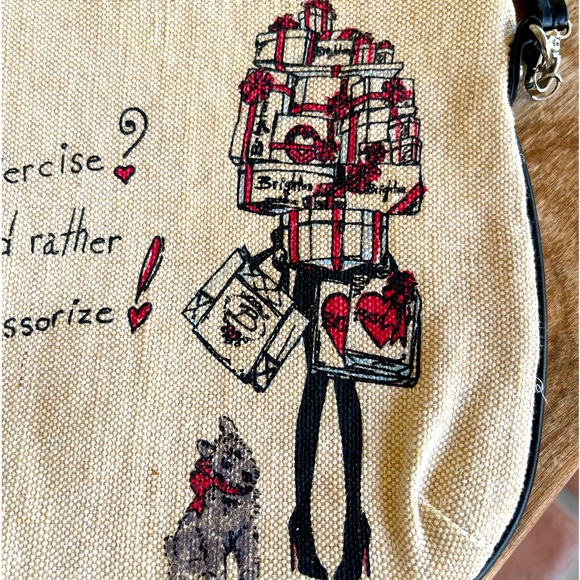 BRIGHTON Puppy Dog Cross Body or Clutch Bag “Exercise? I’d Rather Accessorize!” - Picture 10 of 12